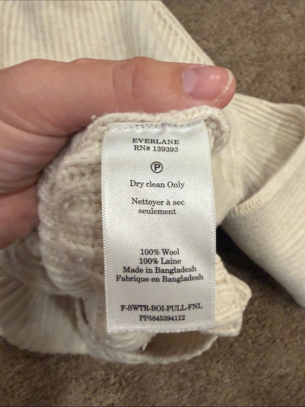 Everlane Cream Ribbed Turtleneck Pullover with wide sleeves - Picture 3 of 4